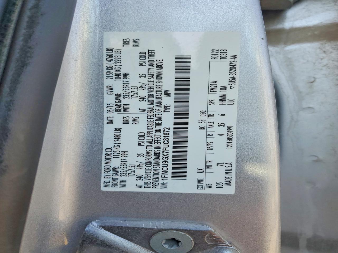 2015 FORD ESCAPE SE photo 27