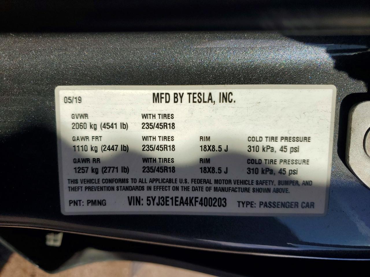 2019 TESLA MODEL 3 photo 13