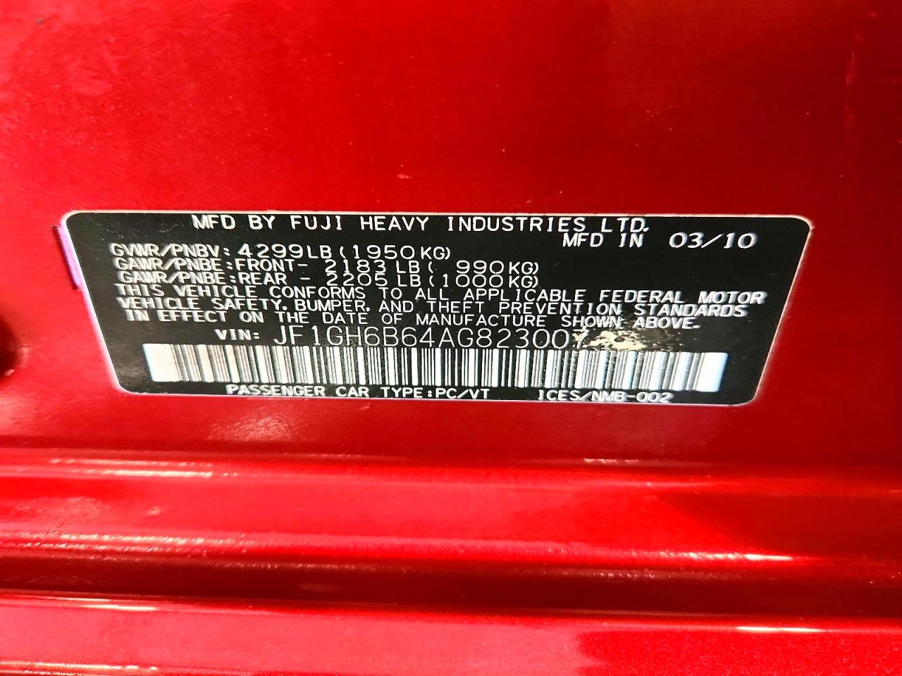 2010 SUBARU IMPREZA 2.5I PREMIUM photo 34