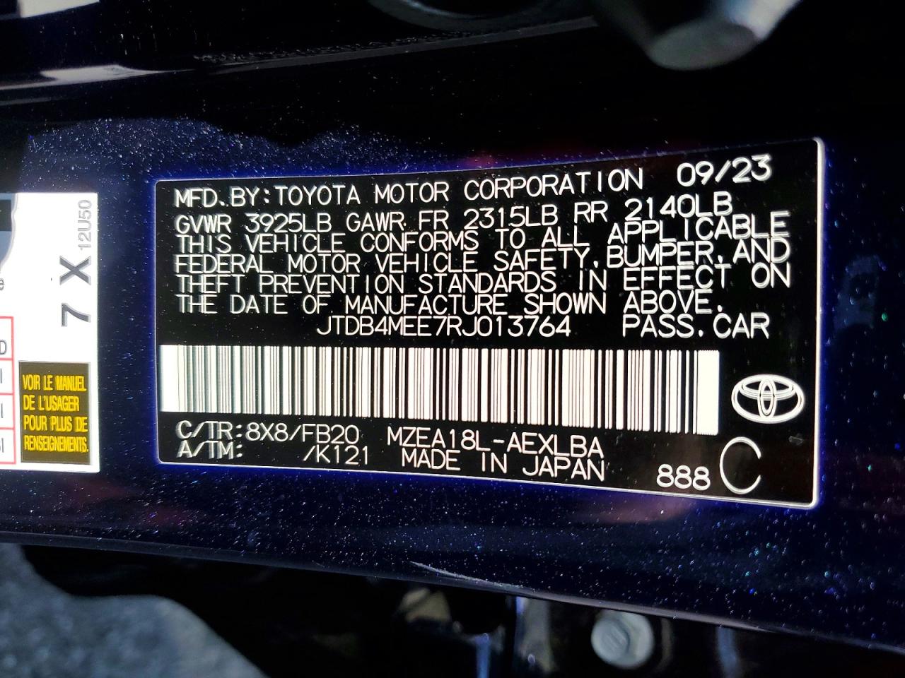 2024 TOYOTA COROLLA LE photo 37