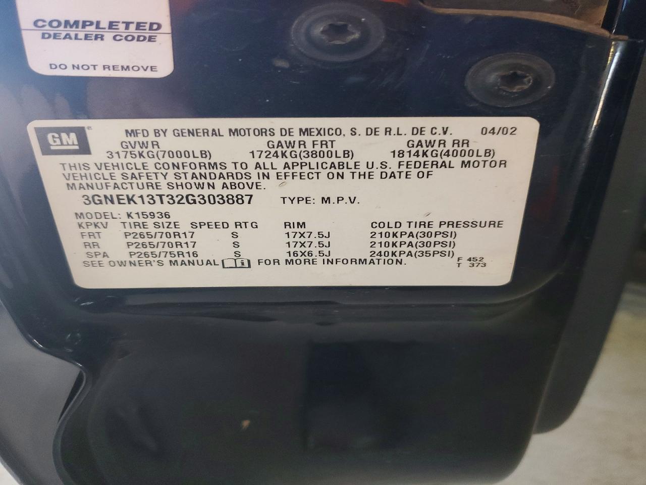 2002 CHEVROLET AVALANCHE K1500 photo 23