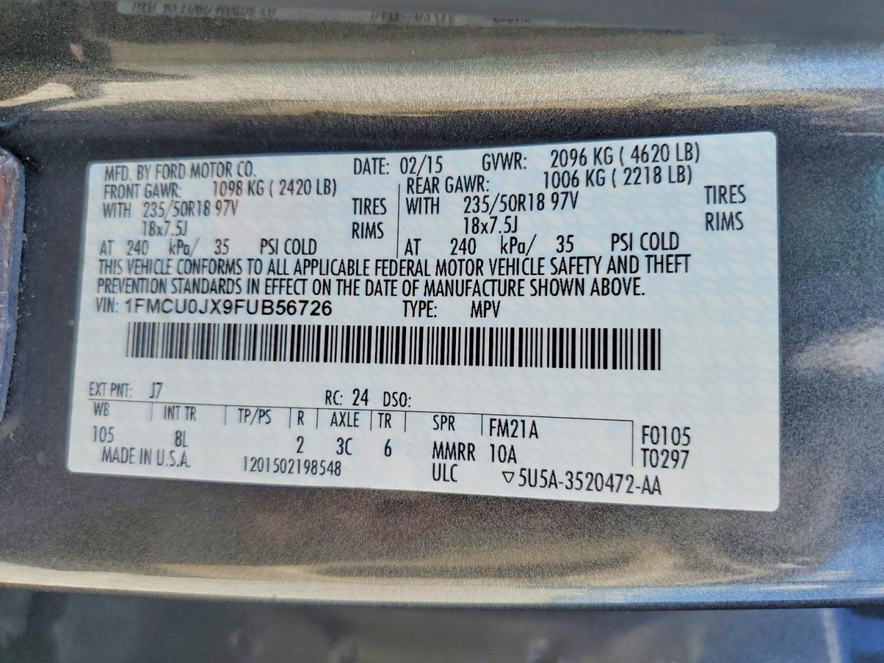 2015 FORD ESCAPE TITANIUM photo 12