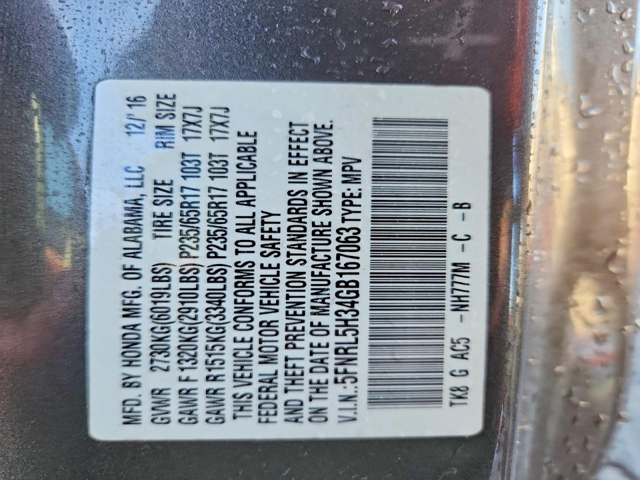 2016 HONDA ODYSSEY SE photo 27