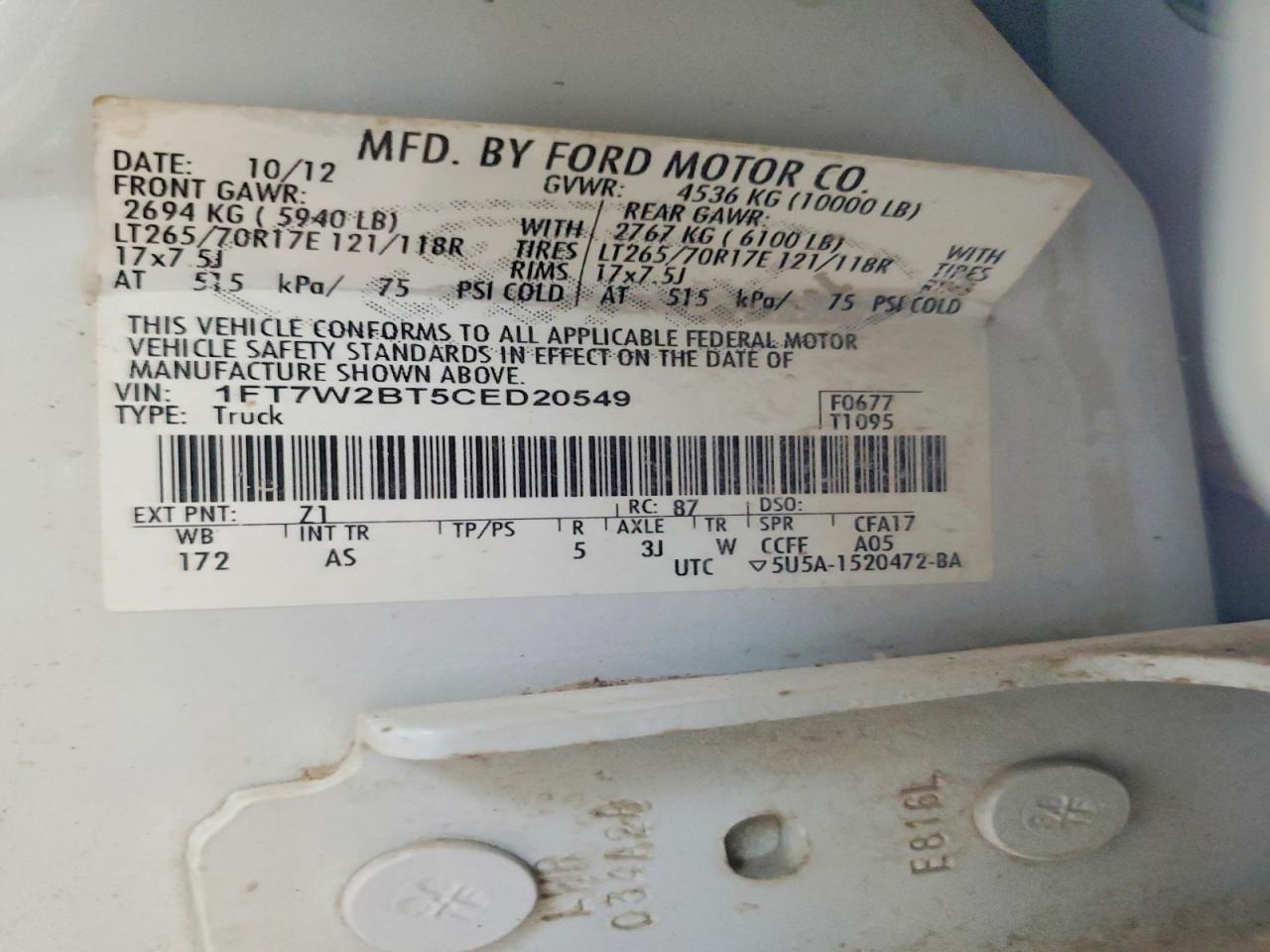 2012 FORD F250 SUPER DUTY photo 34