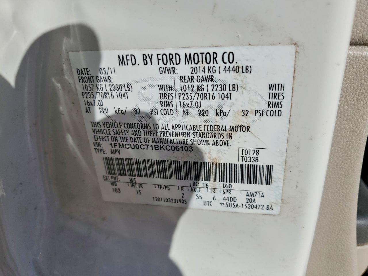 2011 FORD ESCAPE XLS photo 25