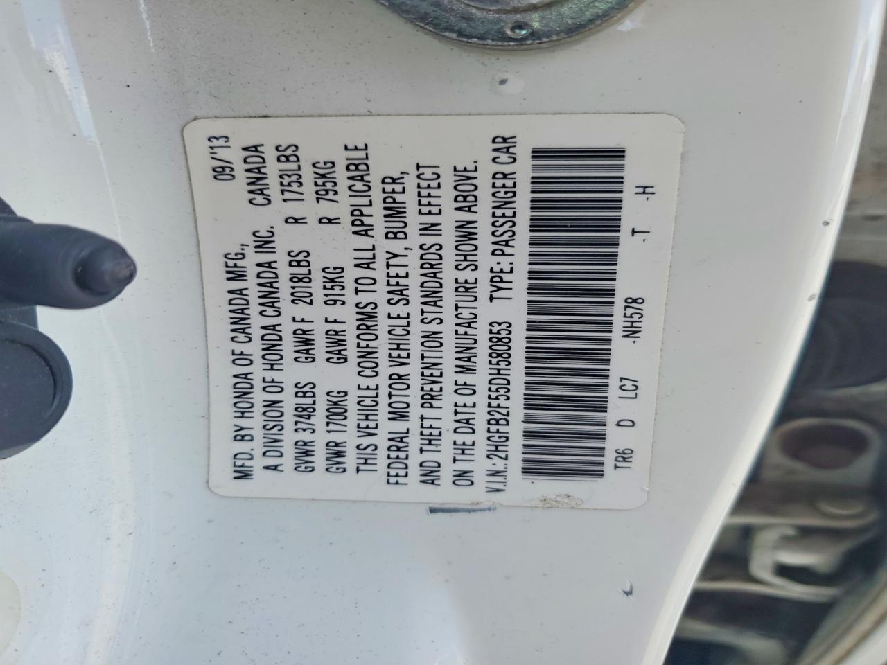 2013 HONDA CIVIC LX photo 34