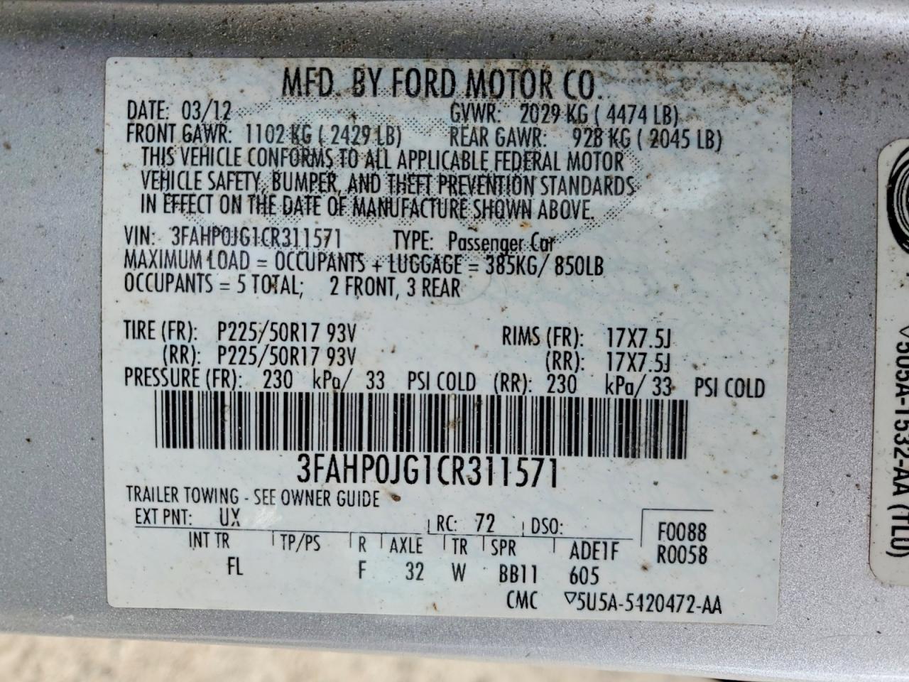 2012 FORD FUSION SEL photo 25