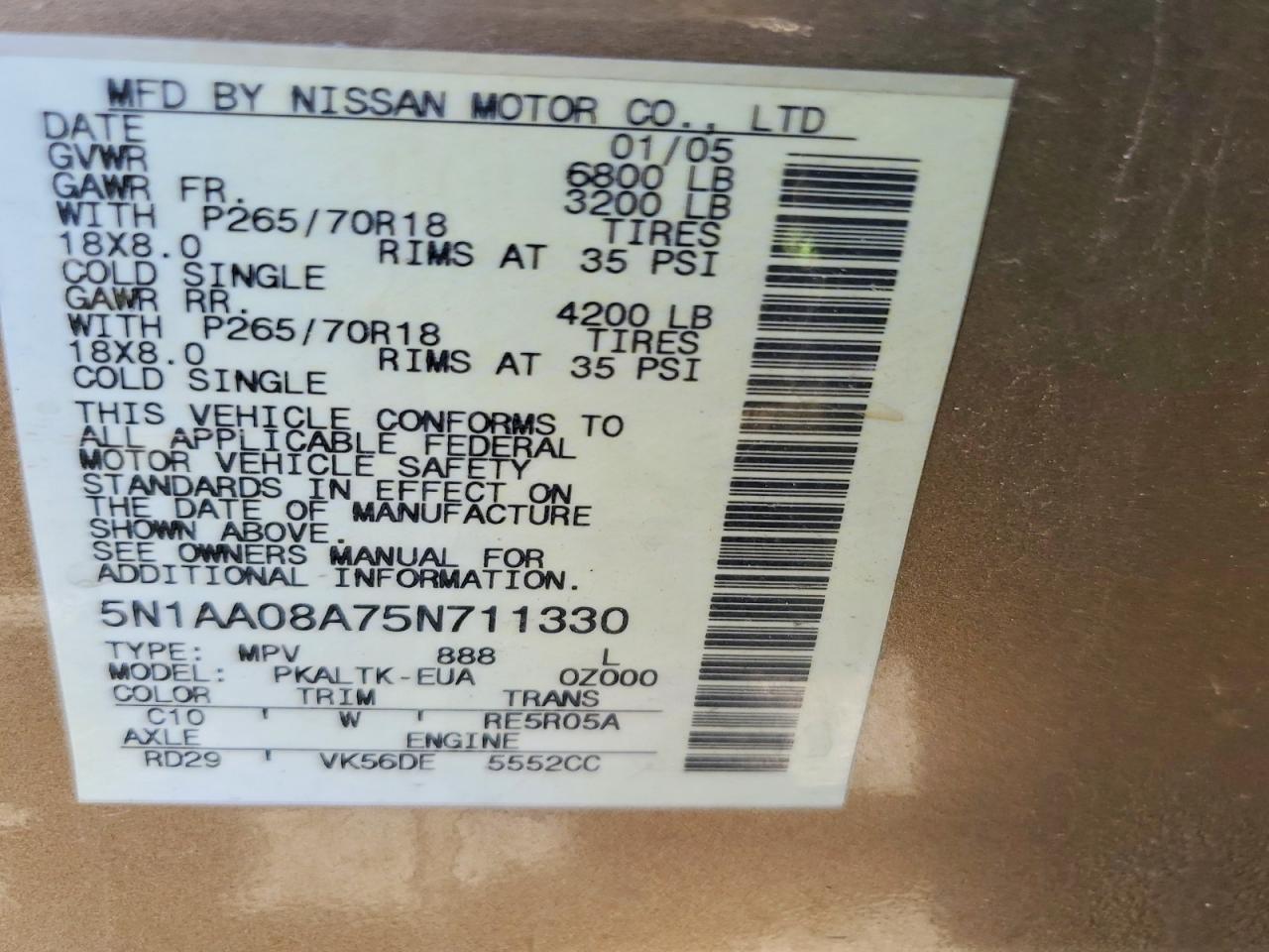 2005 NISSAN ARMADA SE photo 25