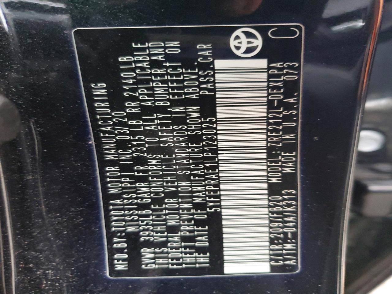 2020 TOYOTA COROLLA LE photo 12