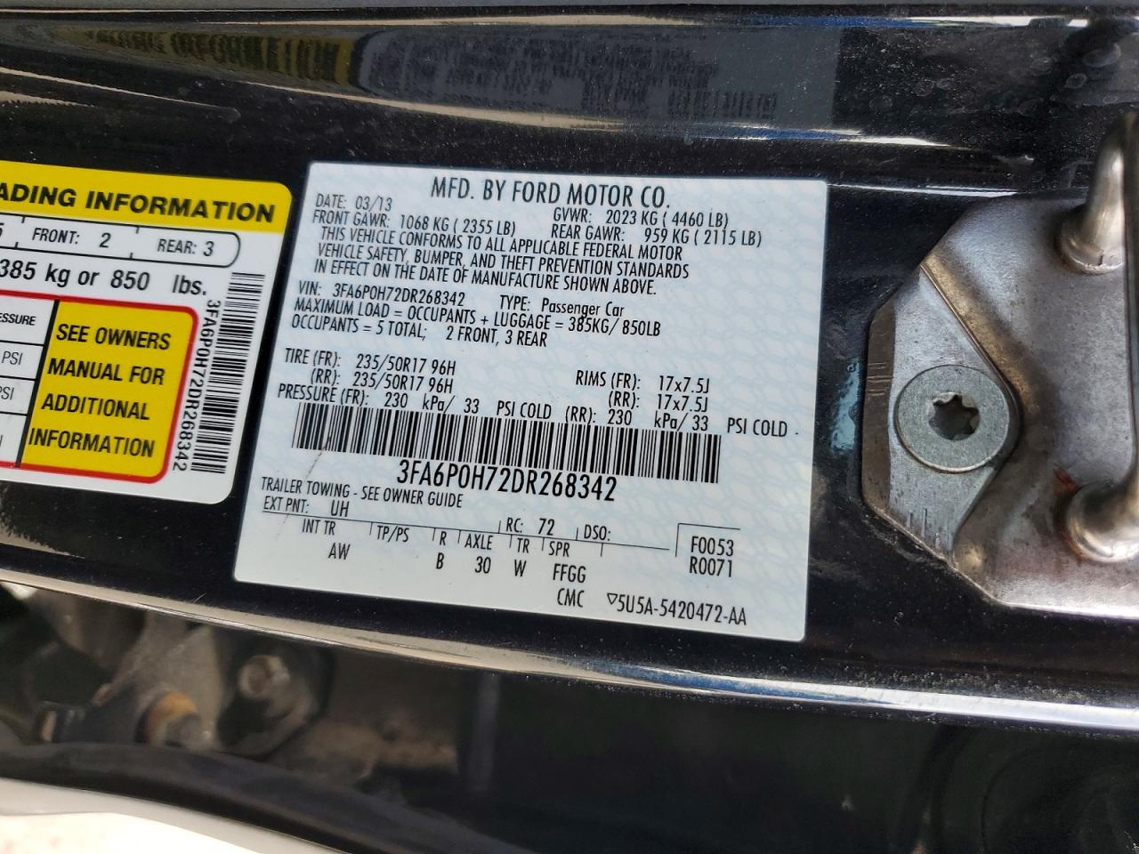 2013 FORD FUSION SE photo 25