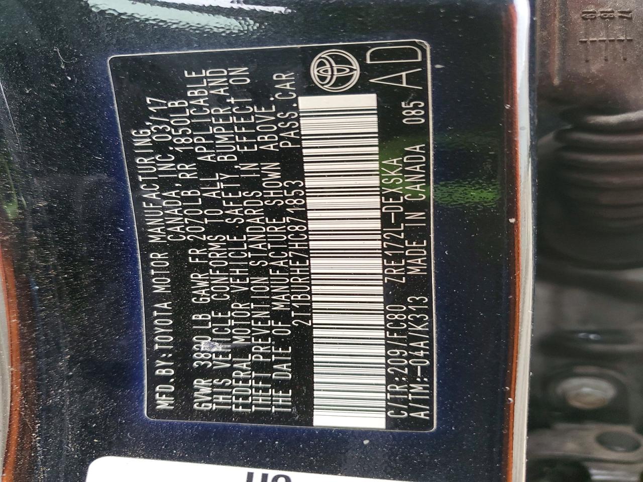 2017 TOYOTA COROLLA SE photo 12