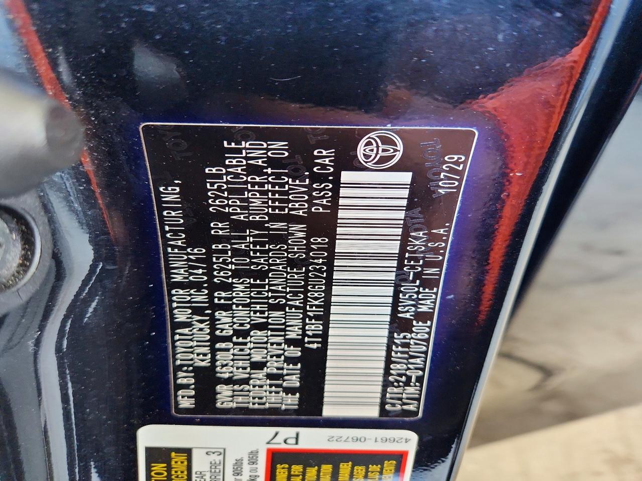2016 TOYOTA CAMRY SE photo 37