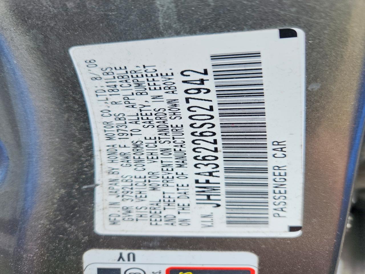 2006 HONDA CIVIC HYBRID photo 12