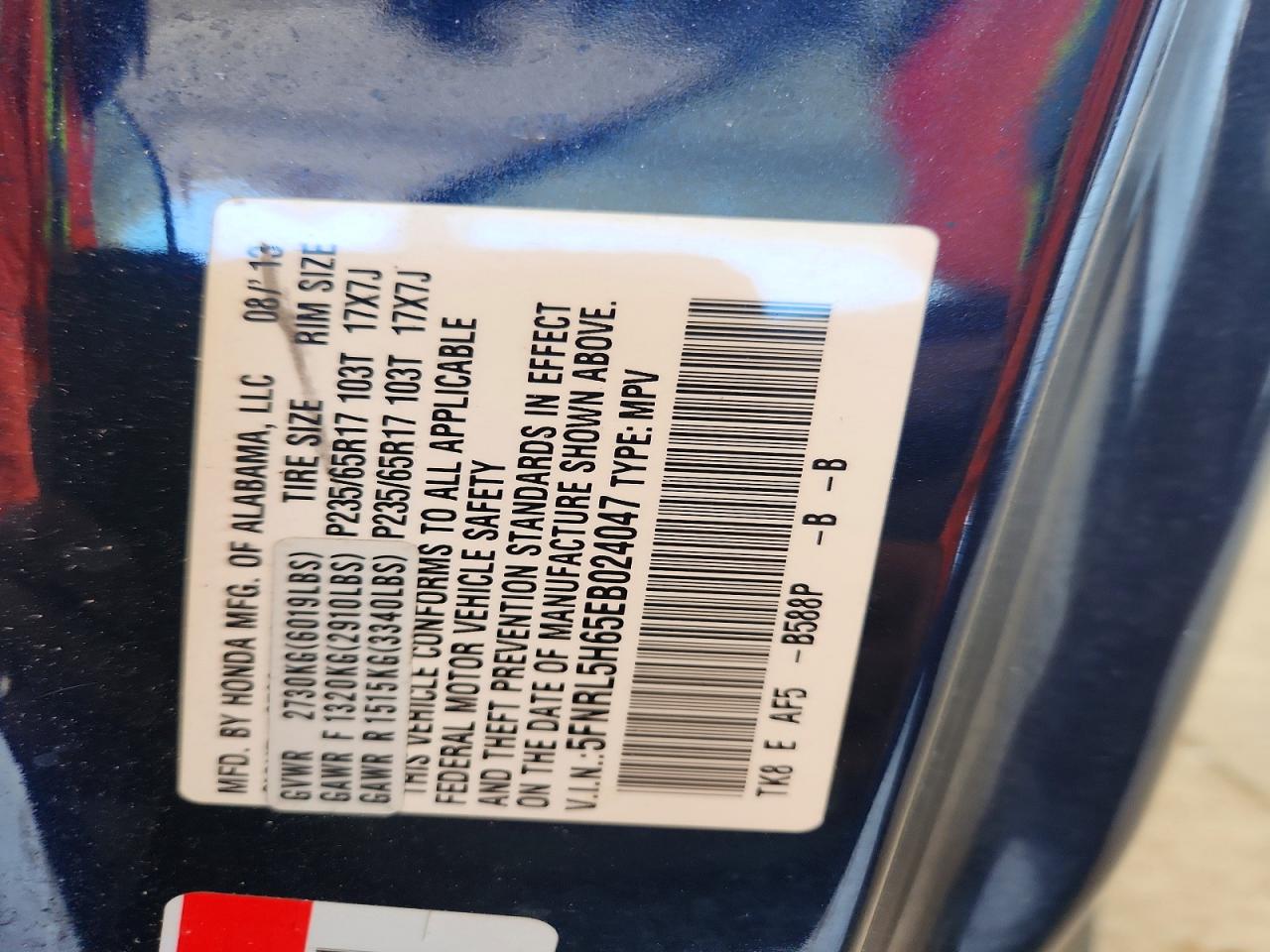 2014 HONDA ODYSSEY EXL photo 14
