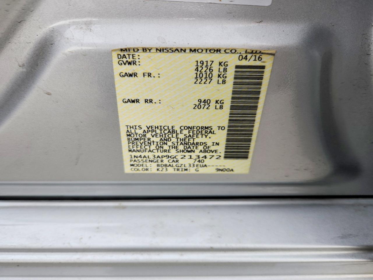 2016 NISSAN ALTIMA 2.5 S photo 34