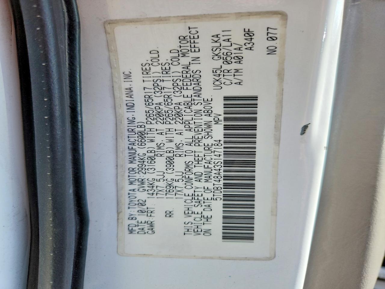 2003 TOYOTA SEQUOIA LIMITED photo 23