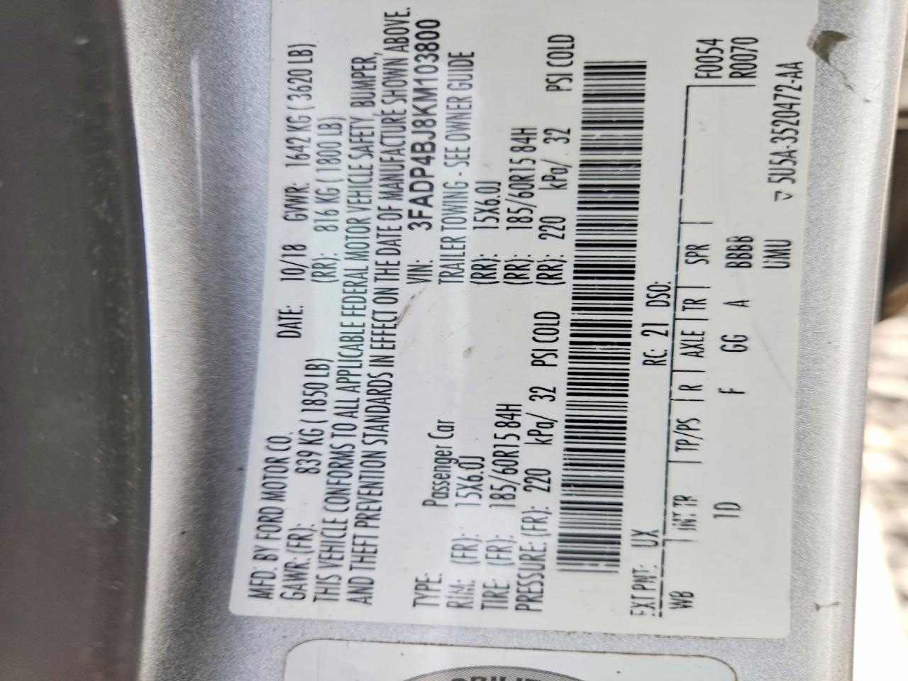 2019 FORD FIESTA SE photo 12