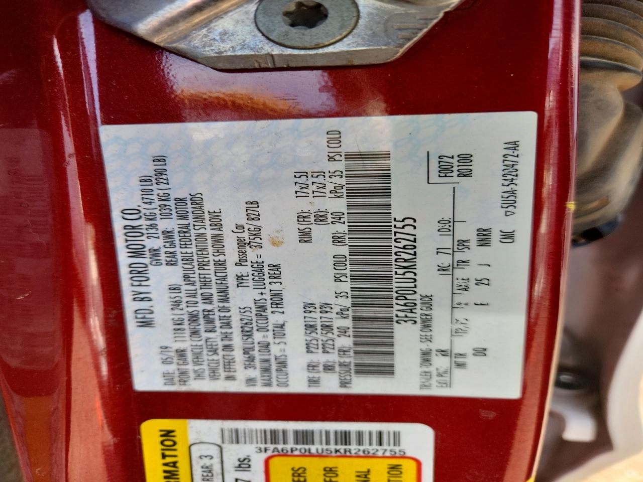 2019 FORD FUSION SE photo 25
