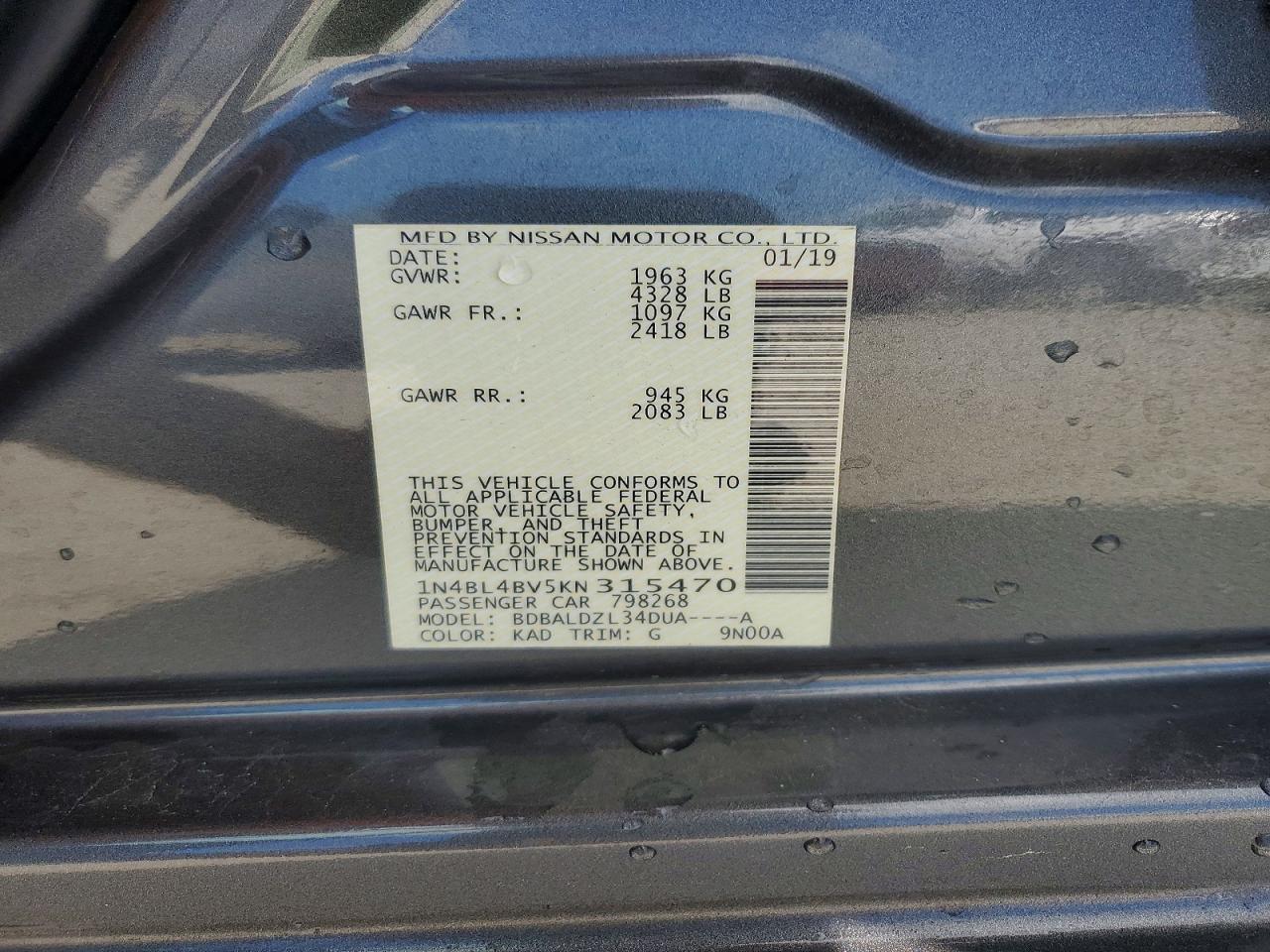 2019 NISSAN ALTIMA 2.5 S photo 34