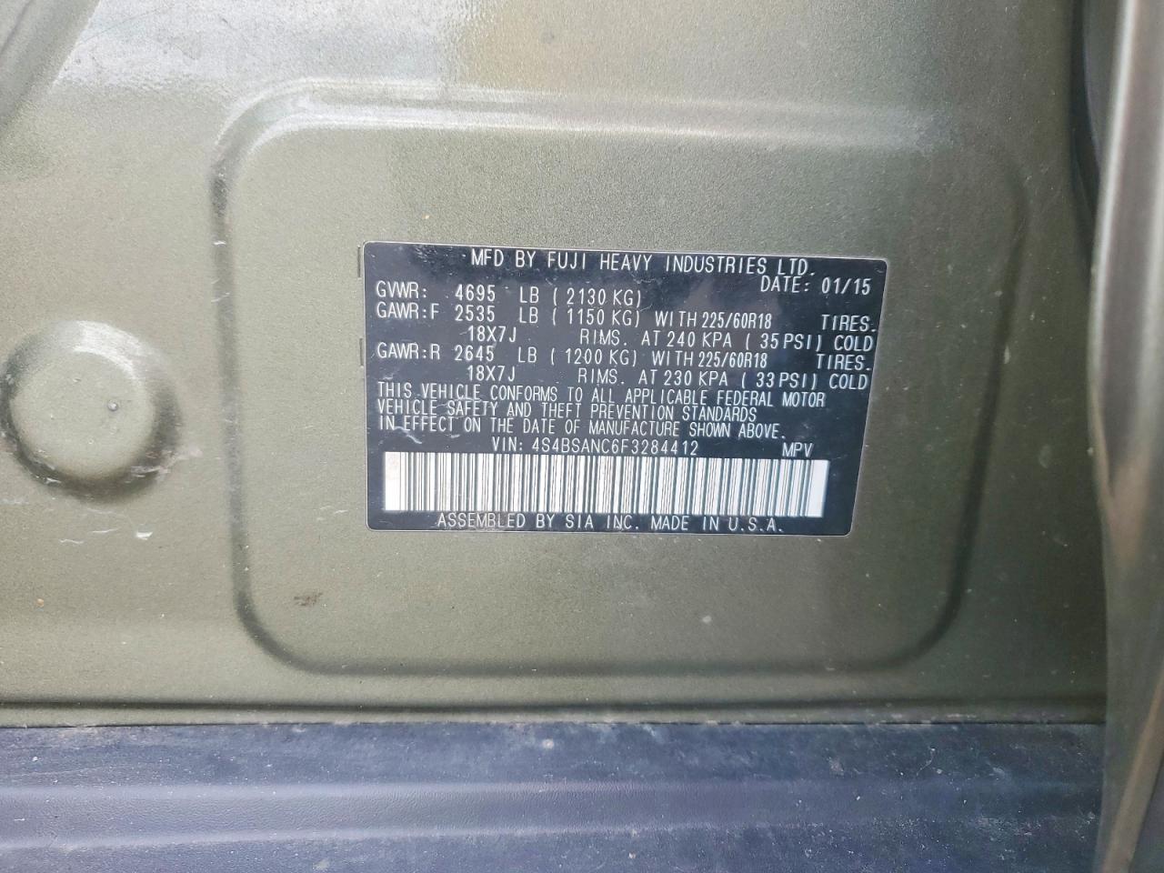 2015 SUBARU OUTBACK 2.5I LIMITED photo 37