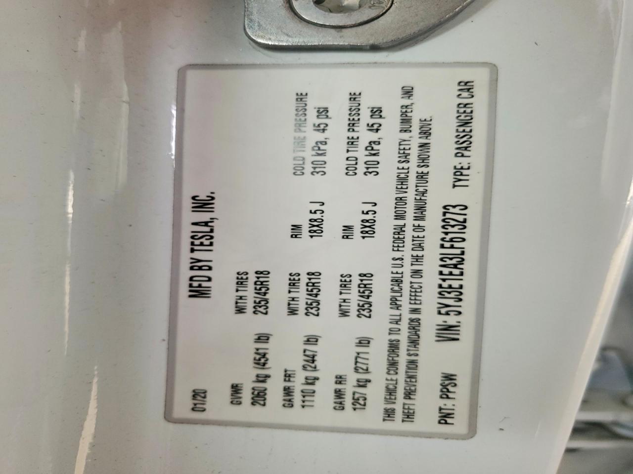 2020 TESLA MODEL 3 photo 25
