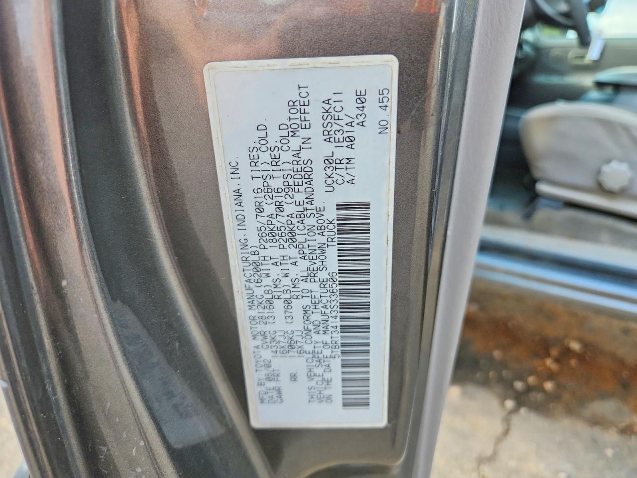 2003 TOYOTA TUNDRA SR5 photo 23