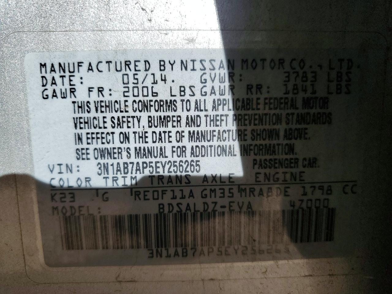 2014 NISSAN SENTRA SV photo 34