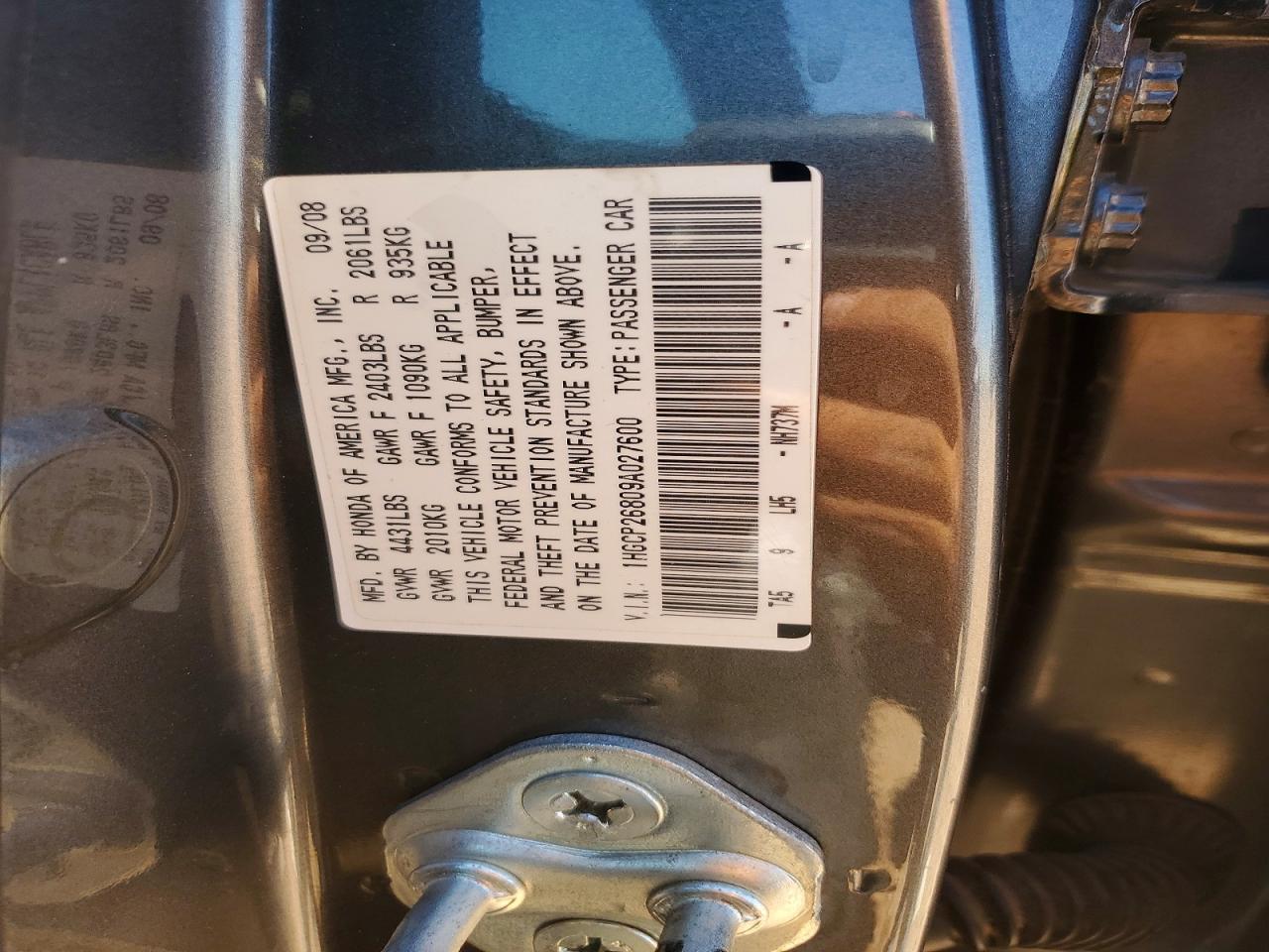 2009 HONDA ACCORD EXL photo 12