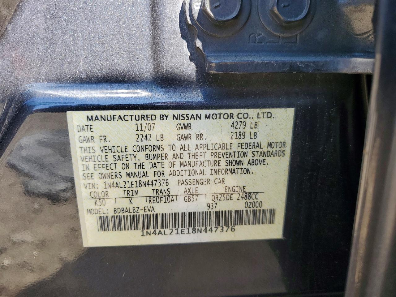 2008 NISSAN ALTIMA 2.5 photo 12