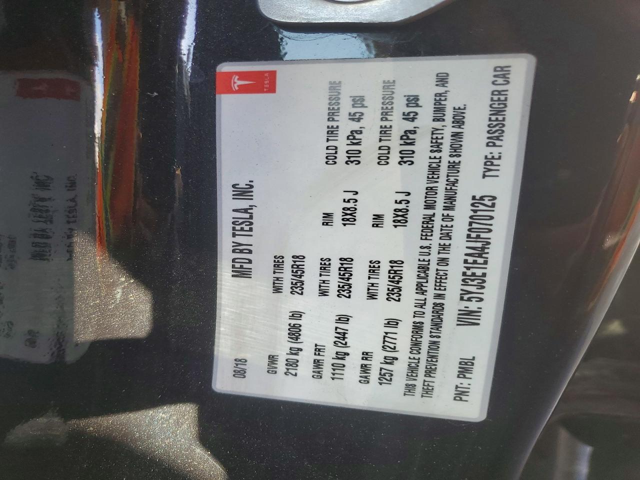 2018 TESLA MODEL 3 photo 34