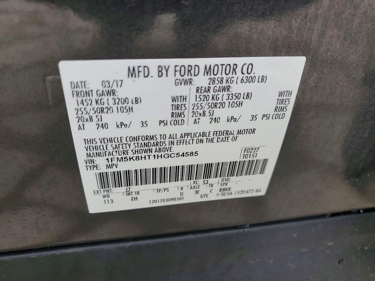 2017 FORD EXPLORER PLATINUM photo 27