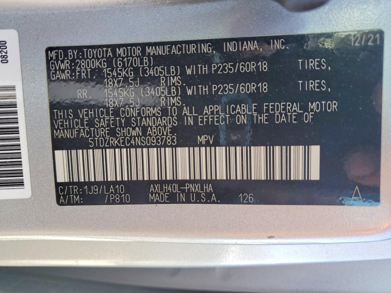 2022 TOYOTA SIENNA LIMITED 7-PASSENGER photo 13