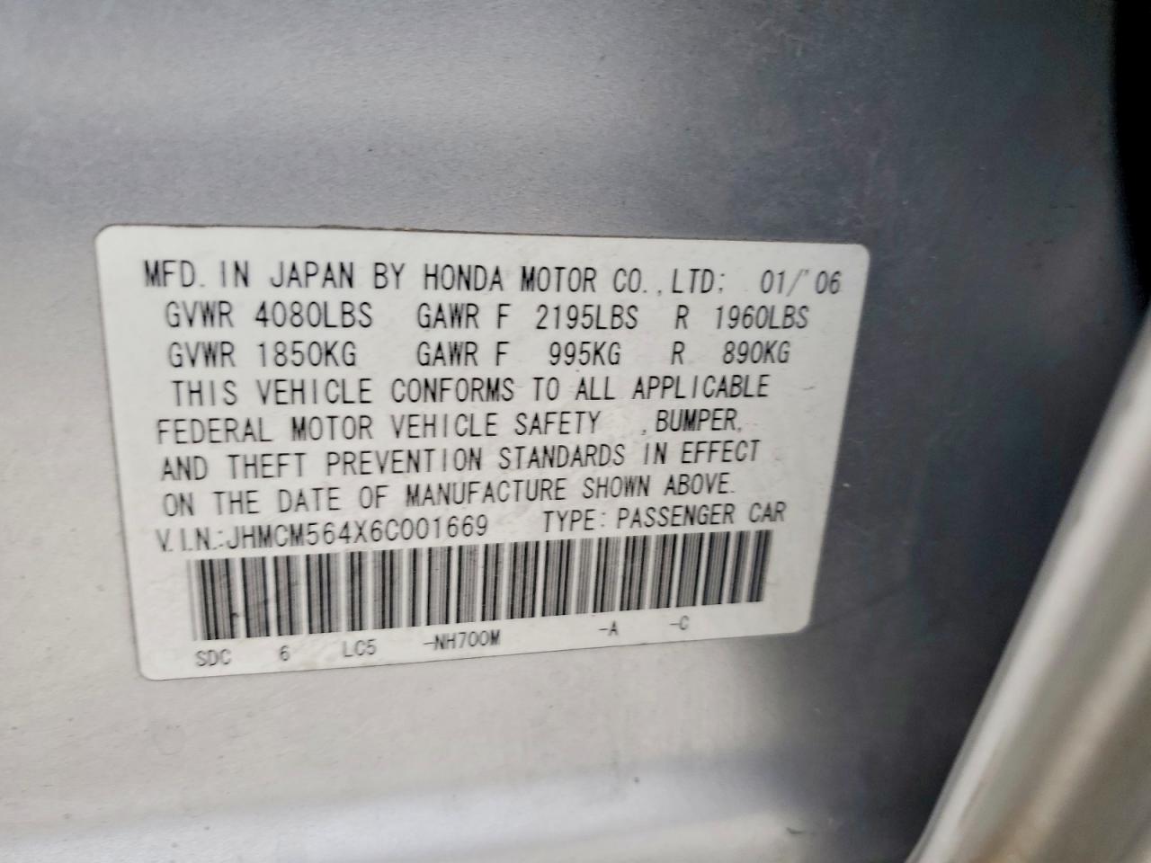 2006 HONDA ACCORD LX photo 23