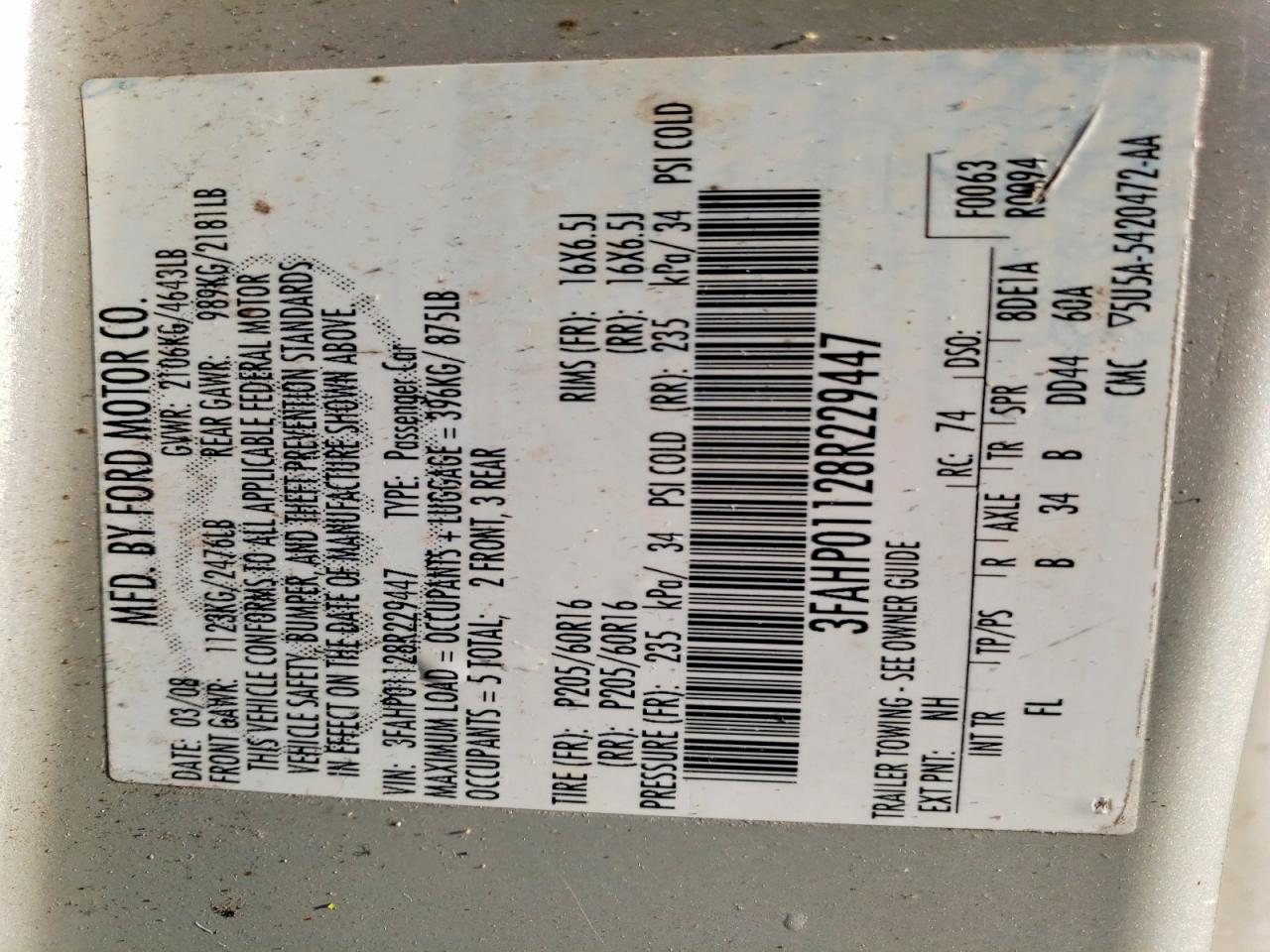 2008 FORD FUSION SE photo 23