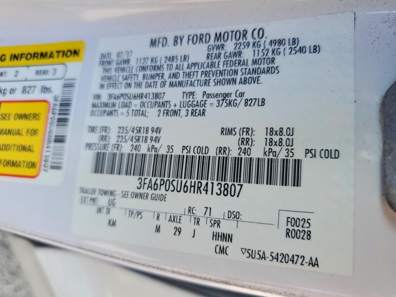 2017 FORD FUSION TITANIUM PHEV photo 12