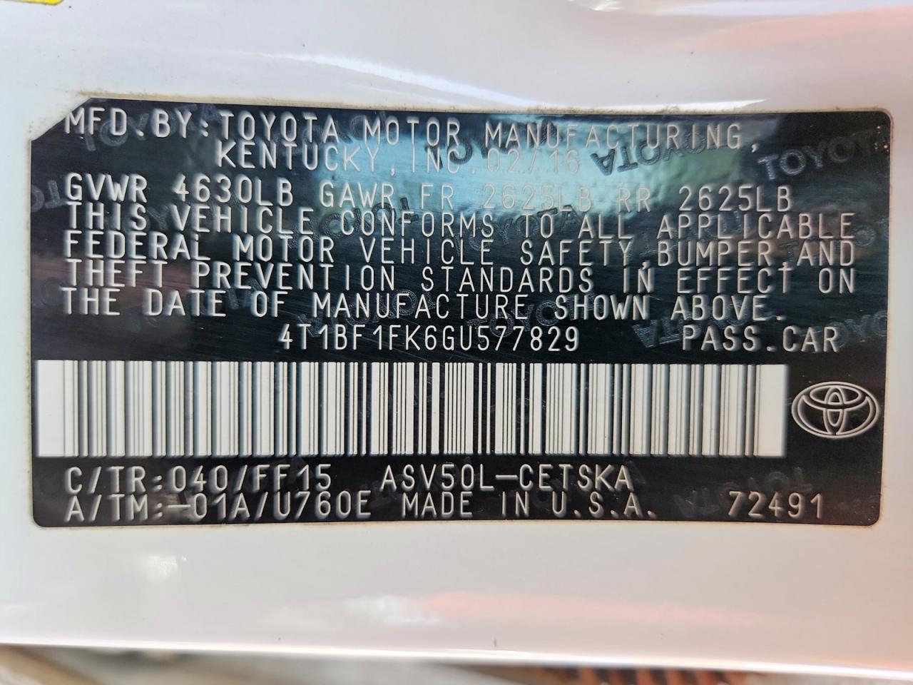 2016 TOYOTA CAMRY SE photo 34
