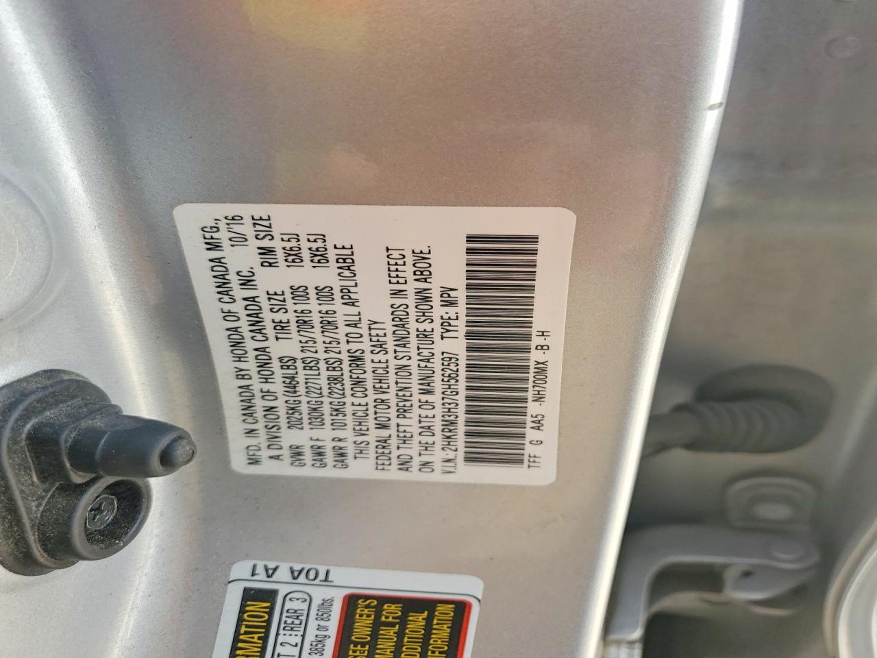 2016 HONDA CR-V LX photo 13