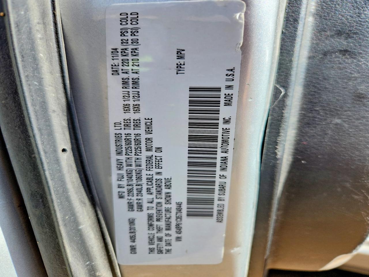 2005 SUBARU LEGACY OUTBACK 2.5I photo 23
