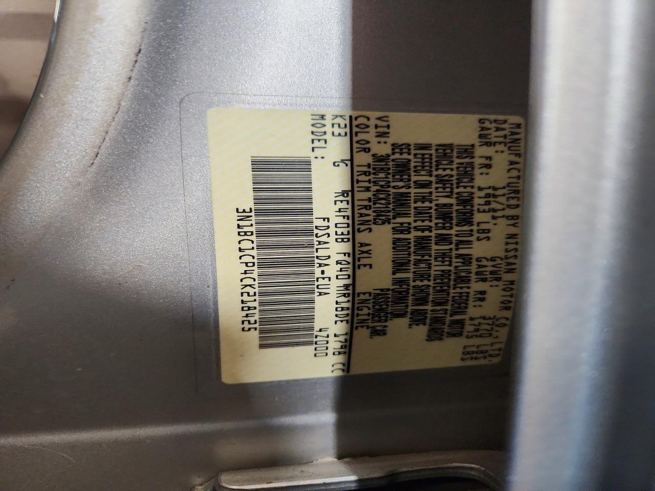 2012 NISSAN VERSA 1.8 S photo 23