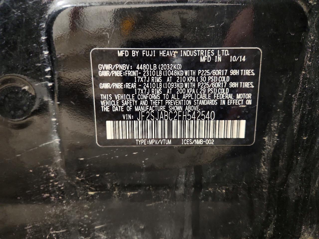 2015 SUBARU FORESTER 2.5I photo 37