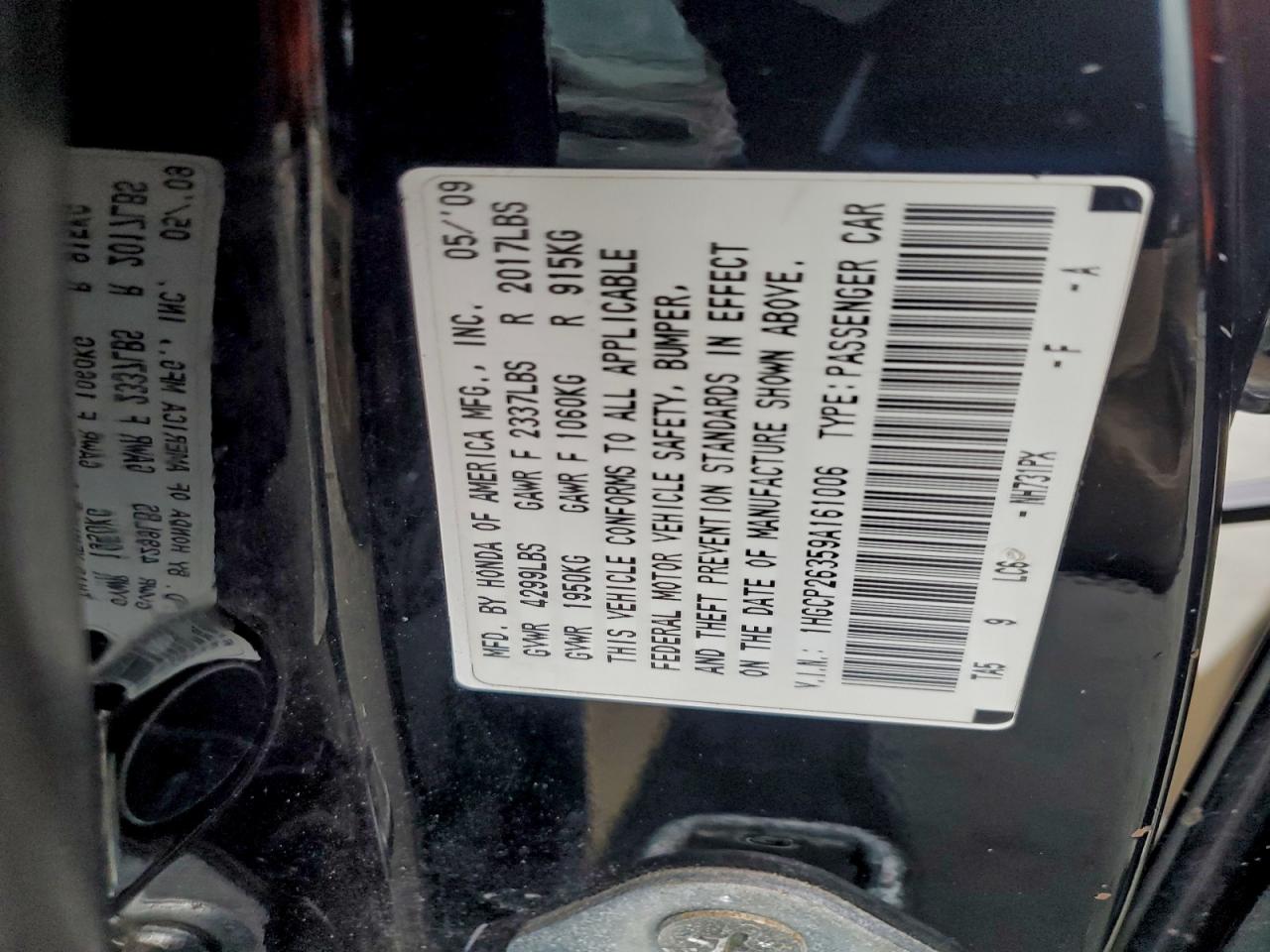 2009 HONDA ACCORD photo 34