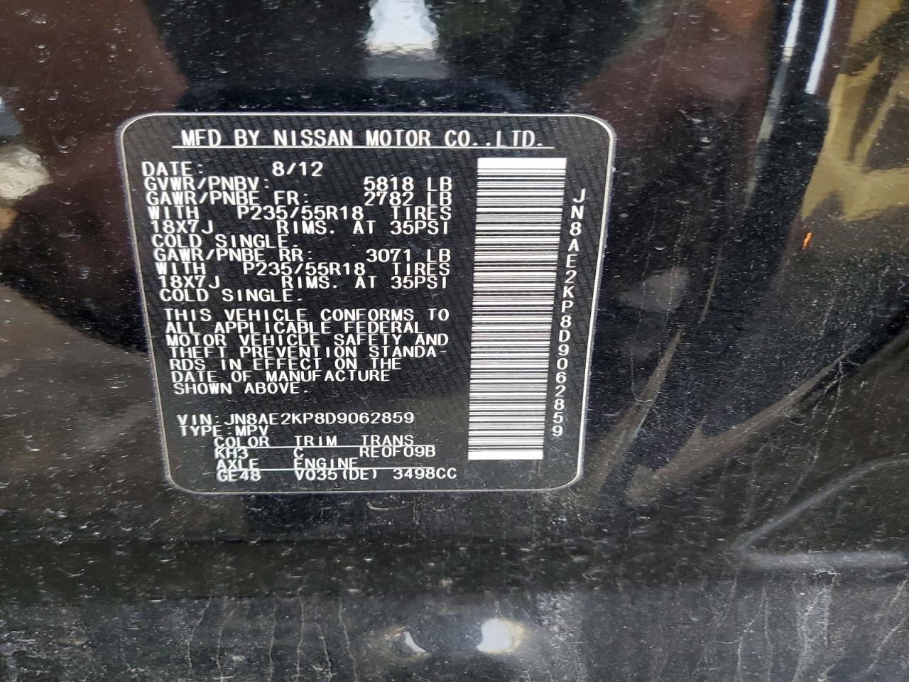 2013 NISSAN QUEST 3.5 S photo 13