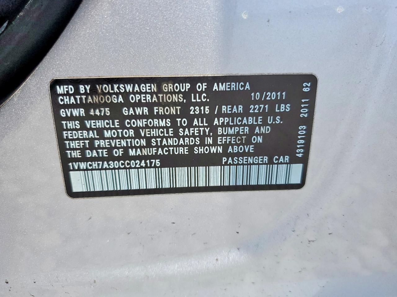 2012 VOLKSWAGEN PASSAT SEL photo 23