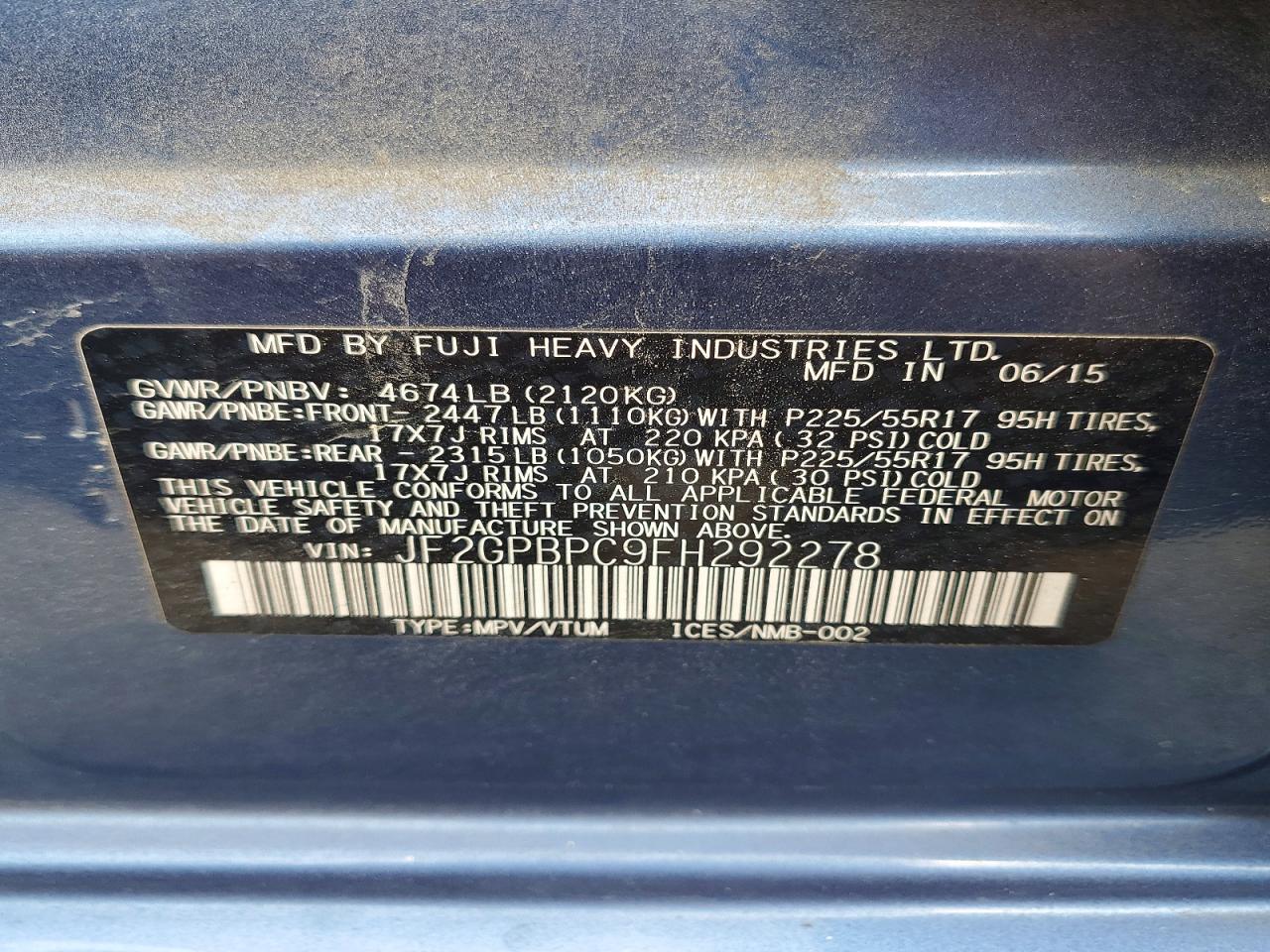 2015 SUBARU XV CROSSTREK 2.0I HYBRID TOURING photo 40