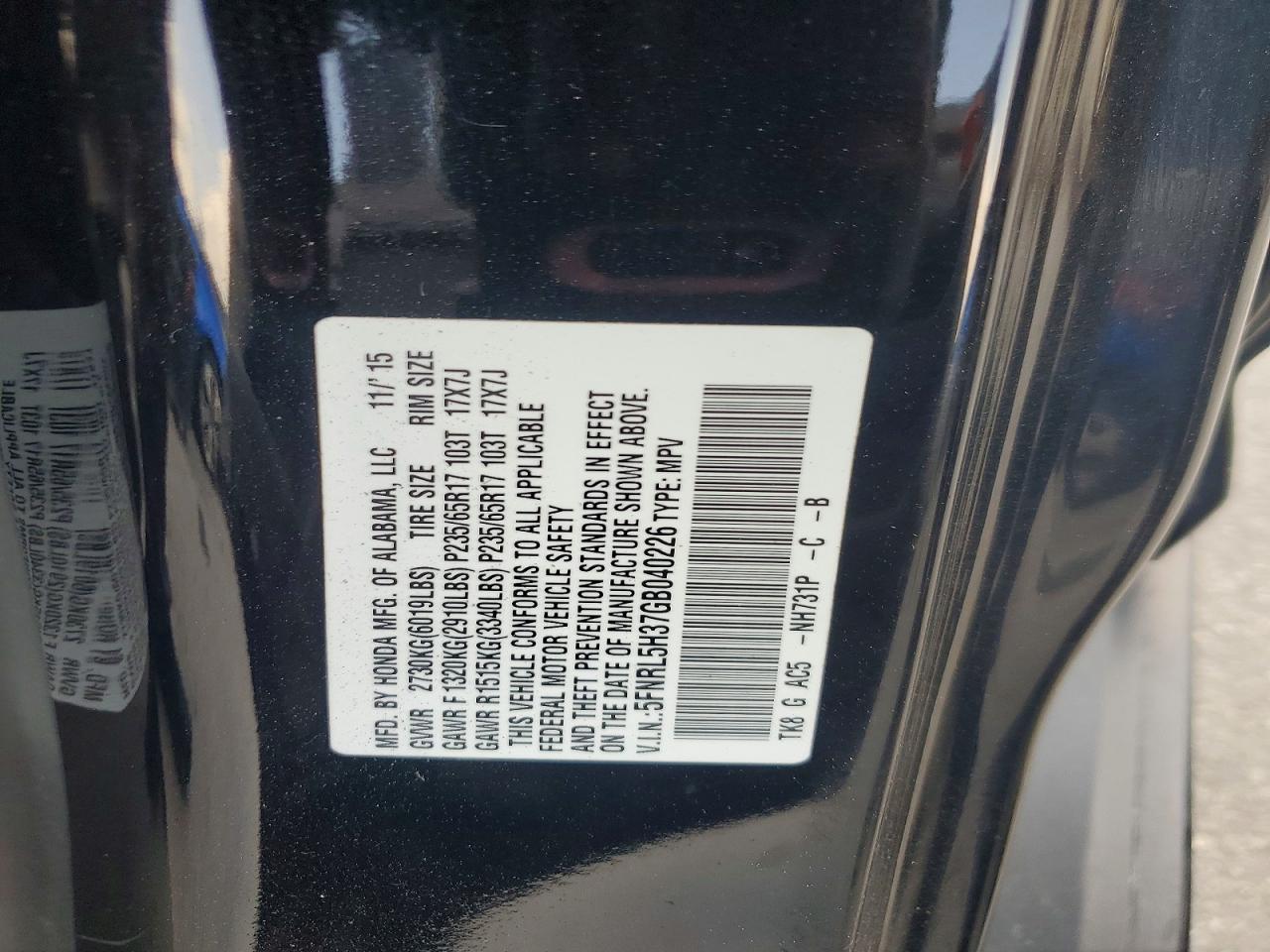2016 HONDA ODYSSEY SE photo 25