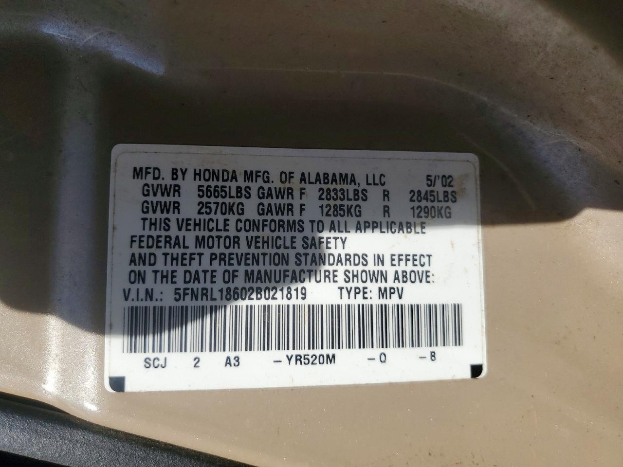 2002 HONDA ODYSSEY EX photo 25