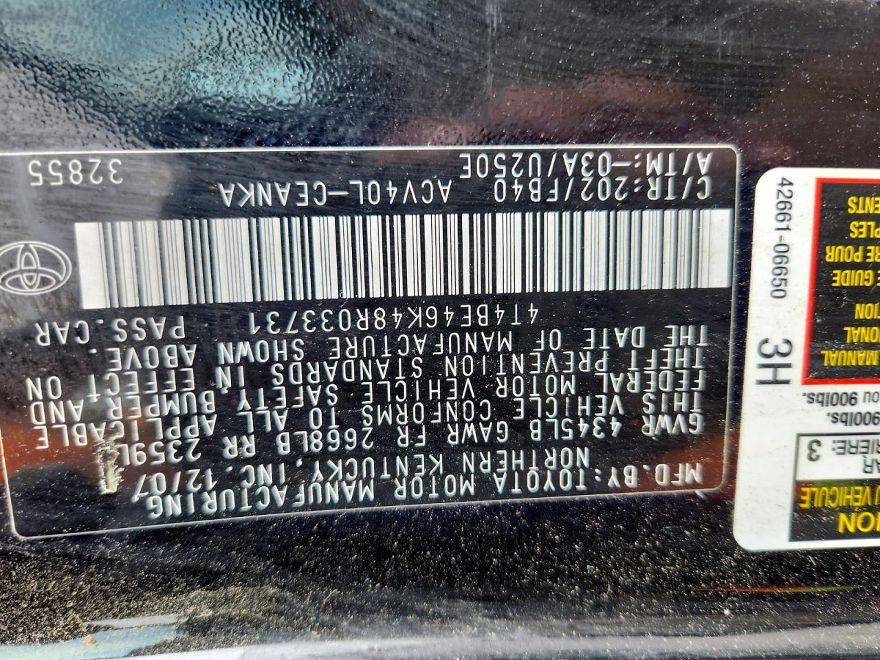 2008 TOYOTA CAMRY LE photo 23