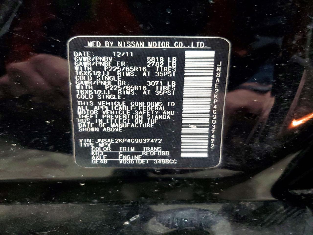 2012 NISSAN QUEST 3.5 S photo 13