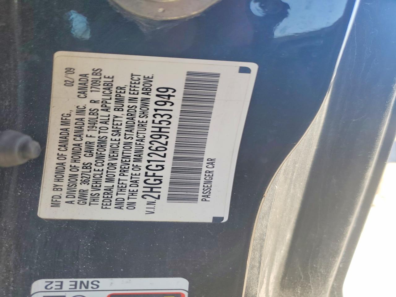 2009 HONDA CIVIC LX photo 25