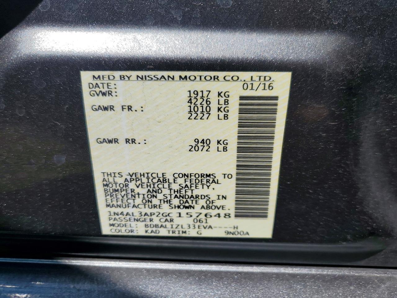 2016 NISSAN ALTIMA 2.5 SV photo 34